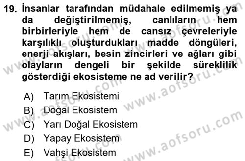 Gastronomi Ve Sürdürülebilirlik Dersi 2020 - 2021 Yılı Yaz Okulu Sınavı 19. Soru