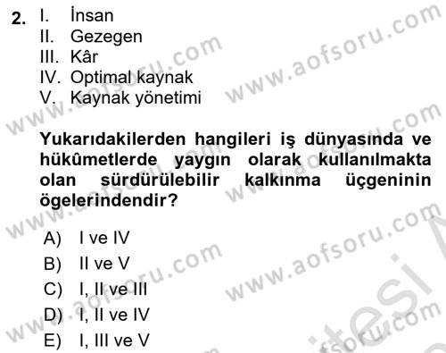 Gastronomi Ve Sürdürülebilirlik Dersi 2020 - 2021 Yılı Yaz Okulu Sınavı 2. Soru