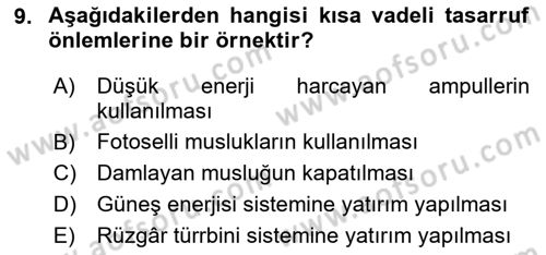 Gastronomi Ve Sürdürülebilirlik Dersi 2020 - 2021 Yılı Yaz Okulu Sınavı 9. Soru