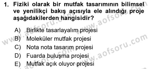 Gastronomi Ve Sürdürülebilirlik Dersi 2021 - 2022 Yılı (Vize) Ara Sınavı 1. Soru