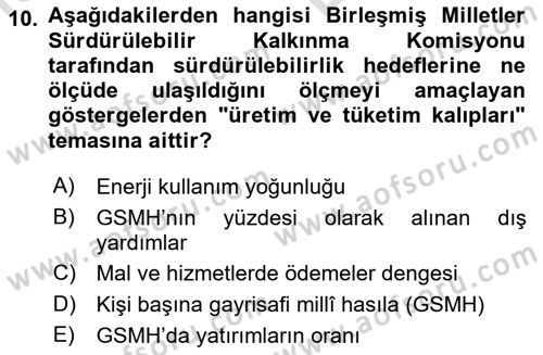 Gastronomi Ve Sürdürülebilirlik Dersi 2021 - 2022 Yılı (Vize) Ara Sınavı 10. Soru