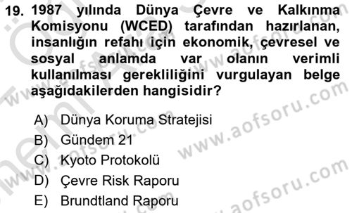 Gastronomi Ve Sürdürülebilirlik Dersi 2021 - 2022 Yılı (Vize) Ara Sınavı 19. Soru