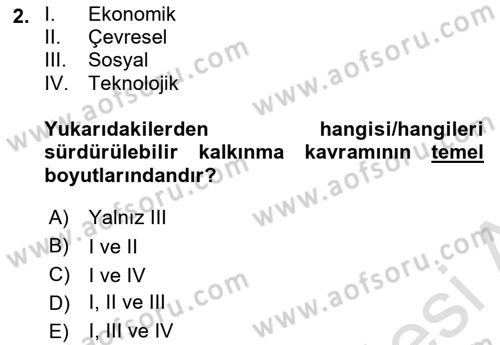 Gastronomi Ve Sürdürülebilirlik Dersi 2021 - 2022 Yılı (Vize) Ara Sınavı 2. Soru