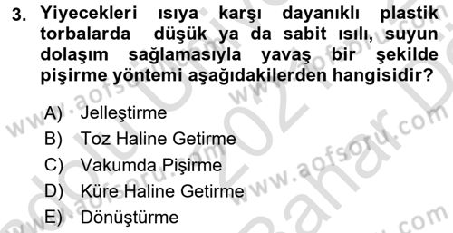 Gastronomi Ve Sürdürülebilirlik Dersi 2021 - 2022 Yılı (Vize) Ara Sınavı 3. Soru