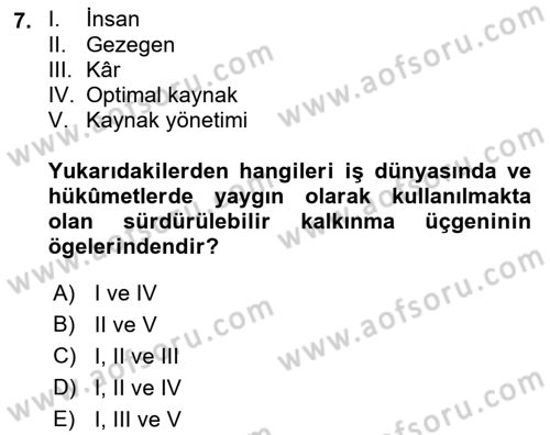 Gastronomi Ve Sürdürülebilirlik Dersi 2021 - 2022 Yılı (Vize) Ara Sınavı 7. Soru