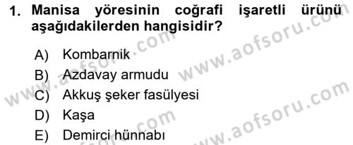 Gastronomi Ve Sürdürülebilirlik Dersi 2021 - 2022 Yılı (Final) Dönem Sonu Sınavı 1. Soru