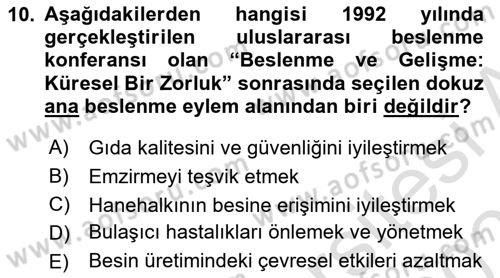 Gastronomi Ve Sürdürülebilirlik Dersi 2021 - 2022 Yılı (Final) Dönem Sonu Sınavı 10. Soru