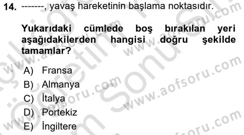 Gastronomi Ve Sürdürülebilirlik Dersi 2021 - 2022 Yılı (Final) Dönem Sonu Sınavı 14. Soru