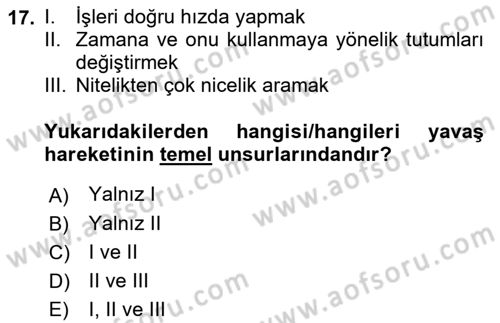 Gastronomi Ve Sürdürülebilirlik Dersi 2021 - 2022 Yılı Yaz Okulu Sınavı 17. Soru