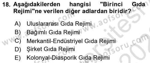 Gastronomi Ve Sürdürülebilirlik Dersi 2021 - 2022 Yılı Yaz Okulu Sınavı 18. Soru