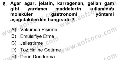 Gastronomi Ve Sürdürülebilirlik Dersi 2021 - 2022 Yılı Yaz Okulu Sınavı 8. Soru