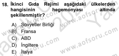 Gastronomi Ve Sürdürülebilirlik Dersi 2022 - 2023 Yılı Yaz Okulu Sınavı 18. Soru