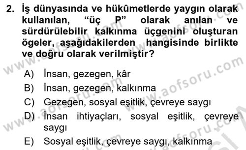 Gastronomi Ve Sürdürülebilirlik Dersi 2022 - 2023 Yılı Yaz Okulu Sınavı 2. Soru