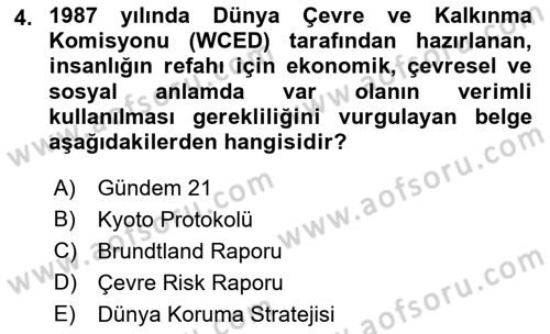 Gastronomi Ve Sürdürülebilirlik Dersi 2022 - 2023 Yılı Yaz Okulu Sınavı 4. Soru