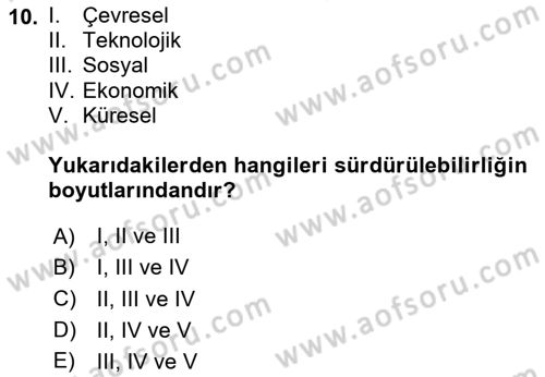 Gastronomi Ve Sürdürülebilirlik Dersi 2023 - 2024 Yılı (Vize) Ara Sınav Soruları 10. Soru