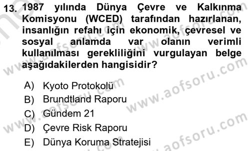 Gastronomi Ve Sürdürülebilirlik Dersi 2023 - 2024 Yılı (Vize) Ara Sınav Soruları 13. Soru