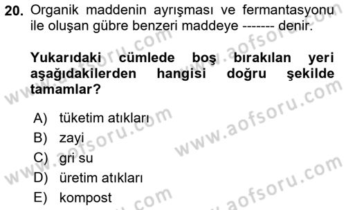 Gastronomi Ve Sürdürülebilirlik Dersi 2023 - 2024 Yılı (Vize) Ara Sınav Soruları 20. Soru