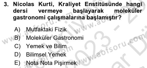 Gastronomi Ve Sürdürülebilirlik Dersi 2023 - 2024 Yılı (Vize) Ara Sınav Soruları 3. Soru