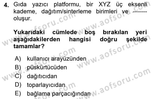 Gastronomi Ve Sürdürülebilirlik Dersi 2023 - 2024 Yılı (Vize) Ara Sınav Soruları 4. Soru