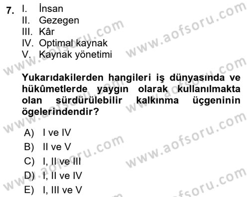 Gastronomi Ve Sürdürülebilirlik Dersi 2023 - 2024 Yılı (Vize) Ara Sınav Soruları 7. Soru