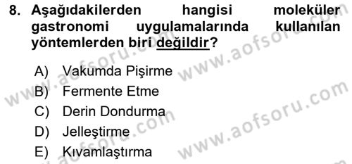Gastronomi Ve Sürdürülebilirlik Dersi 2023 - 2024 Yılı (Vize) Ara Sınav Soruları 8. Soru
