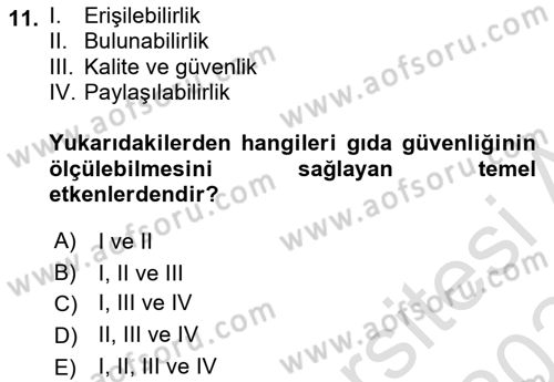 Gastronomi Ve Sürdürülebilirlik Dersi 2023 - 2024 Yılı (Final) Dönem Sonu Sınavı 11. Soru