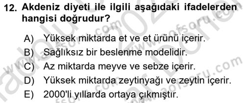 Gastronomi Ve Sürdürülebilirlik Dersi 2023 - 2024 Yılı (Final) Dönem Sonu Sınavı 12. Soru