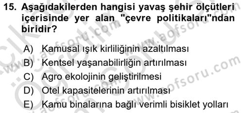 Gastronomi Ve Sürdürülebilirlik Dersi 2023 - 2024 Yılı (Final) Dönem Sonu Sınavı 15. Soru