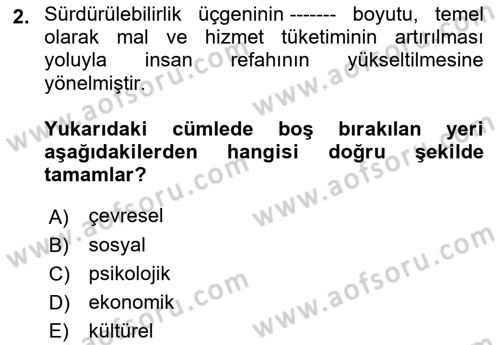 Gastronomi Ve Sürdürülebilirlik Dersi 2023 - 2024 Yılı (Final) Dönem Sonu Sınavı 2. Soru