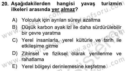 Gastronomi Ve Sürdürülebilirlik Dersi 2023 - 2024 Yılı (Final) Dönem Sonu Sınavı 20. Soru