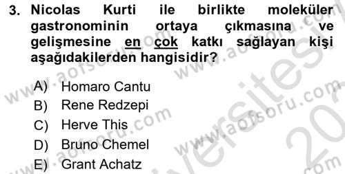 Gastronomi Ve Sürdürülebilirlik Dersi 2023 - 2024 Yılı (Final) Dönem Sonu Sınavı 3. Soru