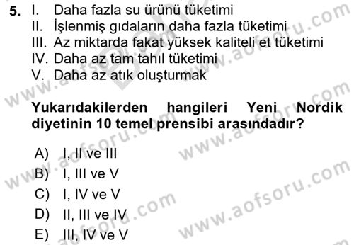 Gastronomi Ve Sürdürülebilirlik Dersi 2023 - 2024 Yılı (Final) Dönem Sonu Sınavı 5. Soru