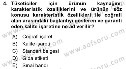 Gastronomi Ve Sürdürülebilirlik Dersi 2023 - 2024 Yılı Yaz Okulu Sınav Soruları 4. Soru