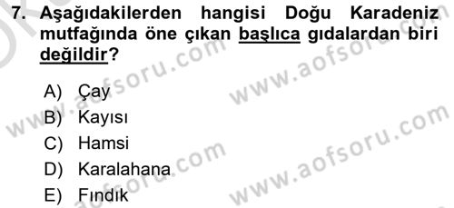 Gastronomi Ve Sürdürülebilirlik Dersi 2023 - 2024 Yılı Yaz Okulu Sınav Soruları 7. Soru