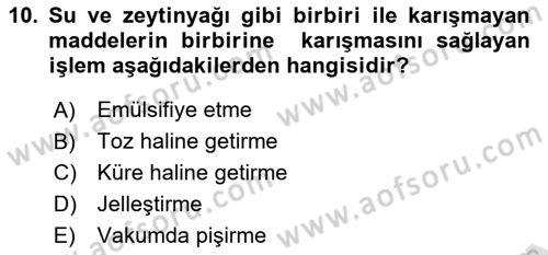 Gastronomi Ve Sürdürülebilirlik Dersi 2024 - 2025 Yılı (Vize) Ara Sınav Soruları 10. Soru