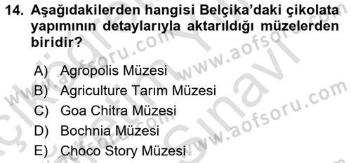 Gastronomi Ve Sürdürülebilirlik Dersi 2024 - 2025 Yılı (Vize) Ara Sınav Soruları 14. Soru