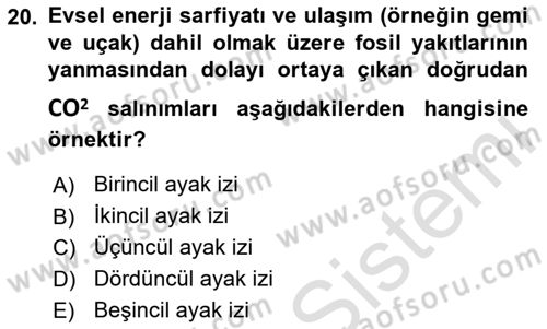Gastronomi Ve Sürdürülebilirlik Dersi 2024 - 2025 Yılı (Vize) Ara Sınav Soruları 20. Soru