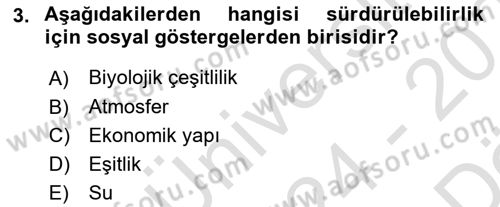 Gastronomi Ve Sürdürülebilirlik Dersi 2024 - 2025 Yılı (Vize) Ara Sınav Soruları 3. Soru