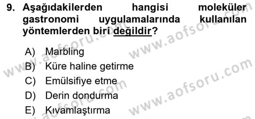Gastronomi Ve Sürdürülebilirlik Dersi 2024 - 2025 Yılı (Vize) Ara Sınav Soruları 9. Soru