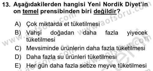 Gastronomi Ve Sürdürülebilirlik Dersi Dönem Sonu Sınavı Deneme Sınav Soruları 13. Soru
