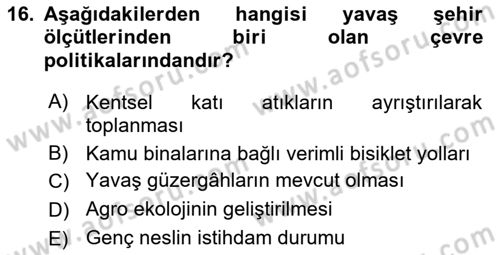 Gastronomi Ve Sürdürülebilirlik Dersi Dönem Sonu Sınavı Deneme Sınav Soruları 16. Soru