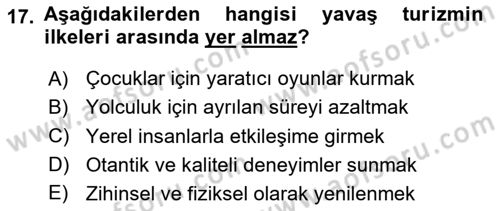 Gastronomi Ve Sürdürülebilirlik Dersi Dönem Sonu Sınavı Deneme Sınav Soruları 17. Soru