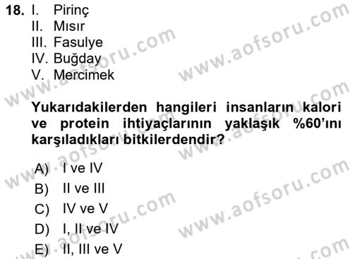 Gastronomi Ve Sürdürülebilirlik Dersi 2024 - 2025 Yılı (Final) Dönem Sonu Sınav Soruları 18. Soru