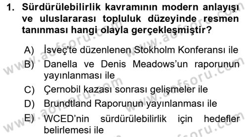 Gastronomi Ve Sürdürülebilirlik Dersi 2024 - 2025 Yılı Yaz Okulu Sınav Soruları 1. Soru