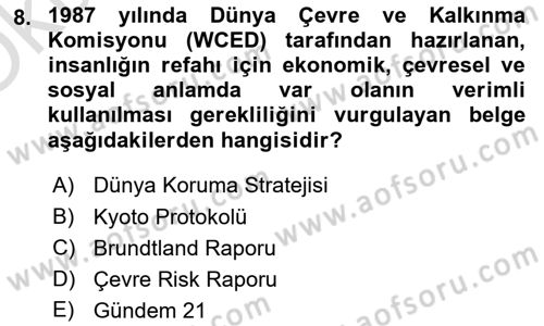 Gastronomi Ve Sürdürülebilirlik Dersi 2024 - 2025 Yılı Yaz Okulu Sınav Soruları 8. Soru