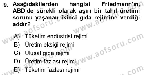 Gastronomi Ve Sürdürülebilirlik Dersi 2024 - 2025 Yılı Yaz Okulu Sınav Soruları 9. Soru