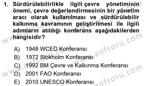Gastronomi Ve Sürdürülebilirlik Dersi 2025 - 2026 Yılı (Vize) Ara Sınav Soruları 1. Soru