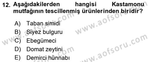 Gastronomi Ve Sürdürülebilirlik Dersi 2025 - 2026 Yılı (Vize) Ara Sınav Soruları 12. Soru