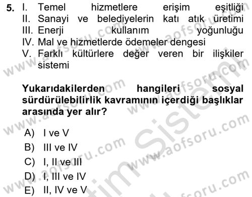 Gastronomi Ve Sürdürülebilirlik Dersi 2025 - 2026 Yılı (Vize) Ara Sınav Soruları 5. Soru