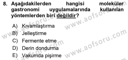 Gastronomi Ve Sürdürülebilirlik Dersi 2025 - 2026 Yılı (Vize) Ara Sınav Soruları 8. Soru